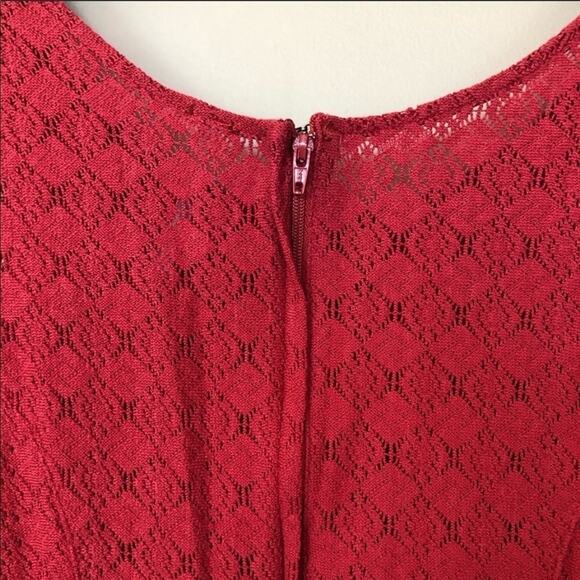 Free People Red Daisy Cut Out Waist Dress Size 6 - Picture 6 of 8